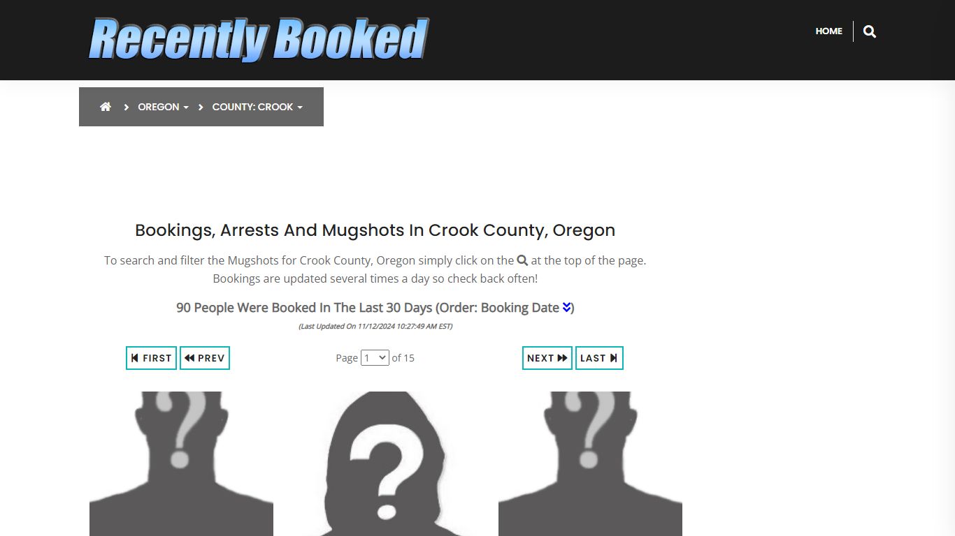 Bookings, Arrests and Mugshots in Crook County, Oregon - Recently Booked